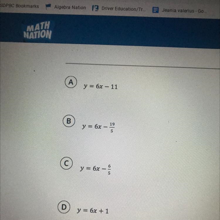 Which of the following gives an equation of a line that passes through the point (3.-) and-example-1