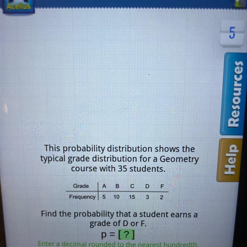 Find the probability that a student earns a grade D or F-example-1