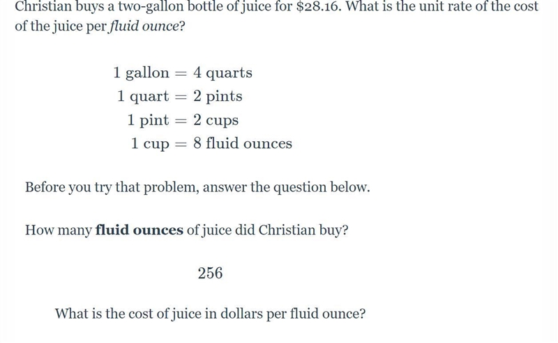 What is the cost of juice in dollars per fluid ounce?-example-1