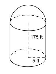 A grain silo is shown in the picture attached below. What is the volume of grain that-example-1