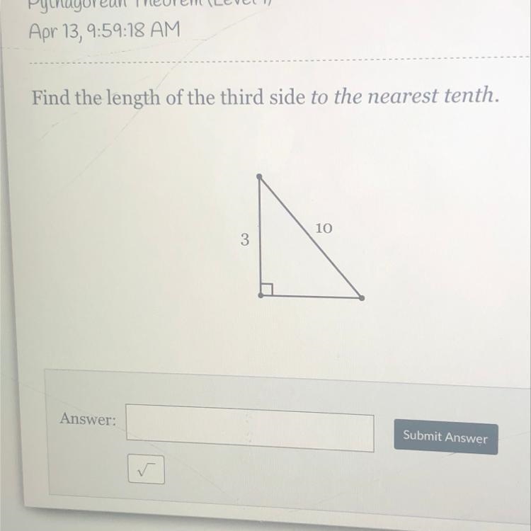 Find the length of the third side to the nearest tenth.-example-1