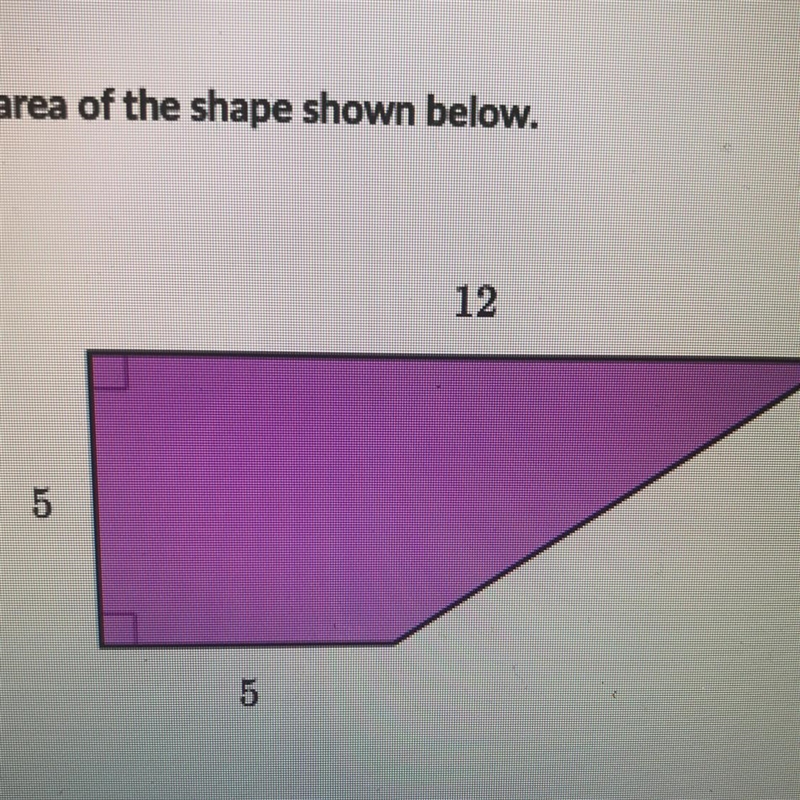 Find the area of the shape shown below. /-example-1