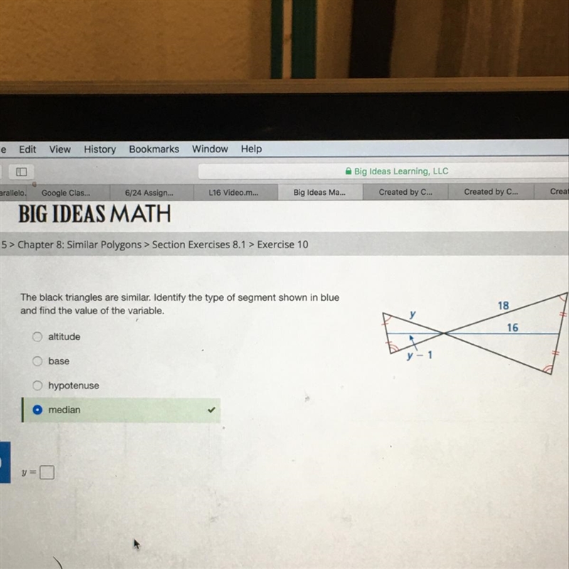 I don’t understand how to find the median of the triangle.-example-1