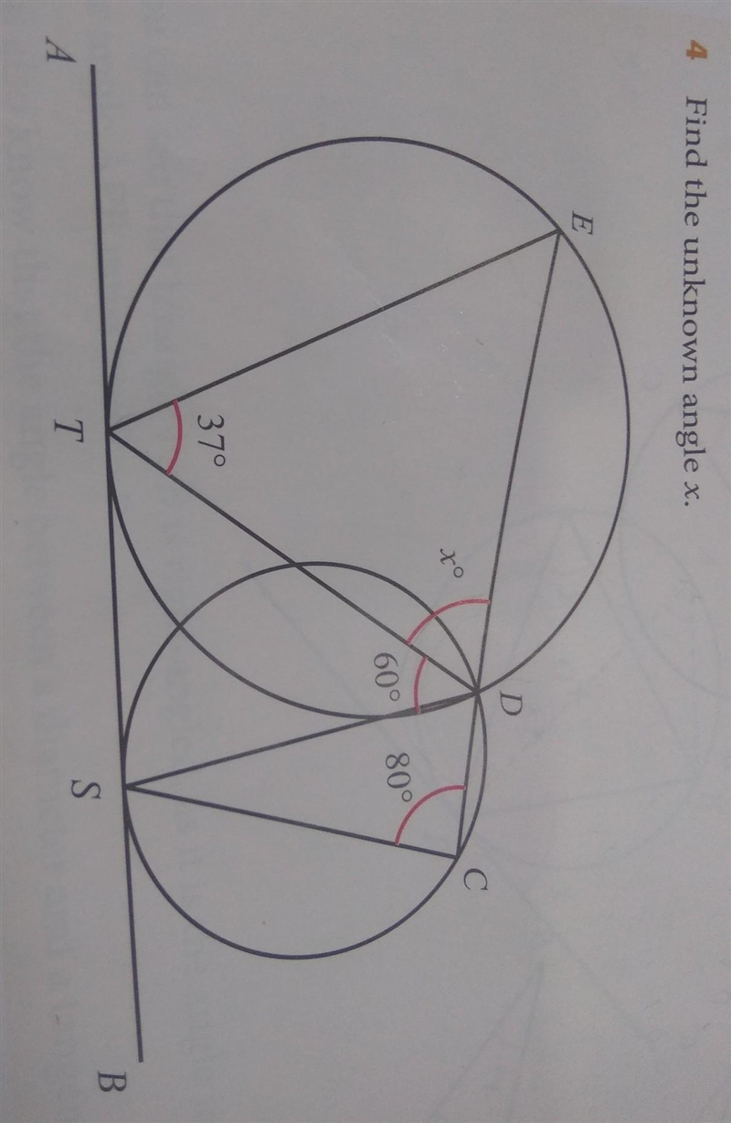 Find the unknown angle x.​-example-1