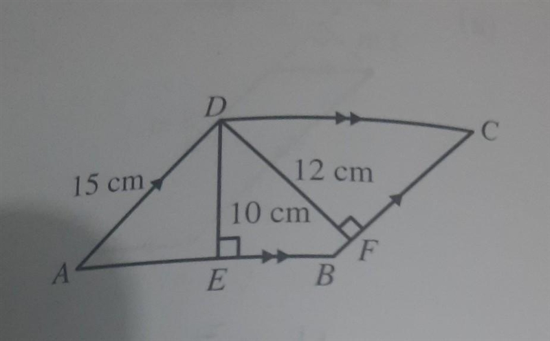 3. In the figure. ABCD is a parallelogram. Find the area and the perimeter of ABCD-example-1