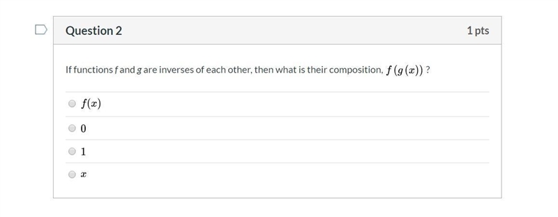 If functions f and g are inverses of each other, then what is their composition, f-example-1