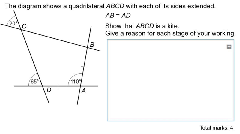 USING THE IMAGE ATTACHED BELOW! formula,shapes,kite,degrees The diagram shows a quadrilateral-example-1