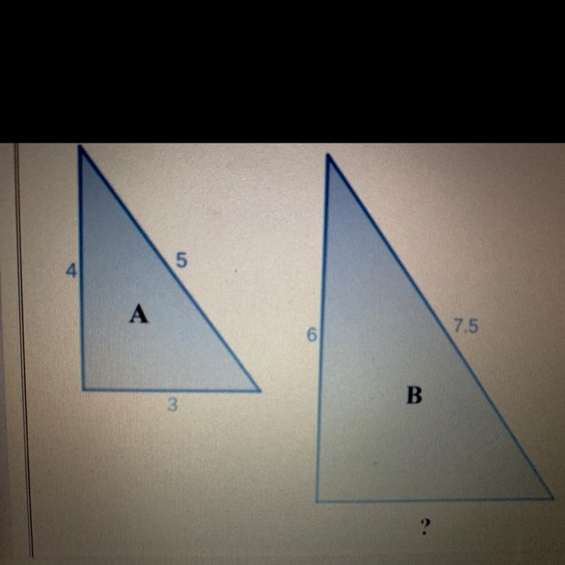 Select the length of the missing side of triangle b 1.5 4.5 5 6-example-1