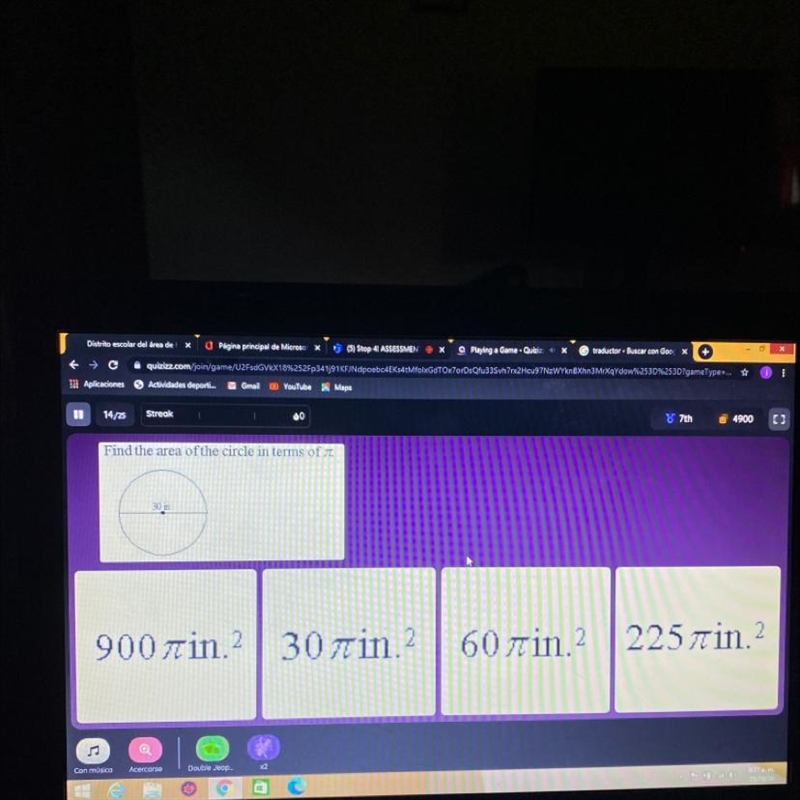 Find the area of the circle in terms of 77. 30 in-example-1