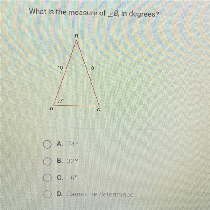 What is the measure of < B, in degrees?-example-1