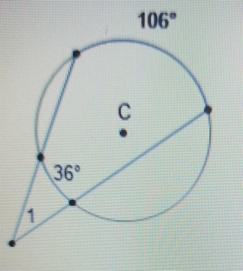 In the diagram of circle C, what is the measure of <1? 17° 35° 70° 71°​-example-1