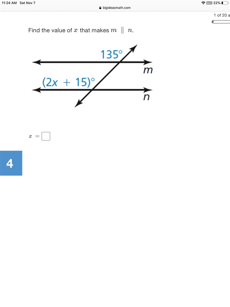 Find the value of x that makes m ∥ n .-example-1