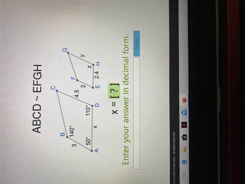 The two polygons are similar, solve for x-example-1