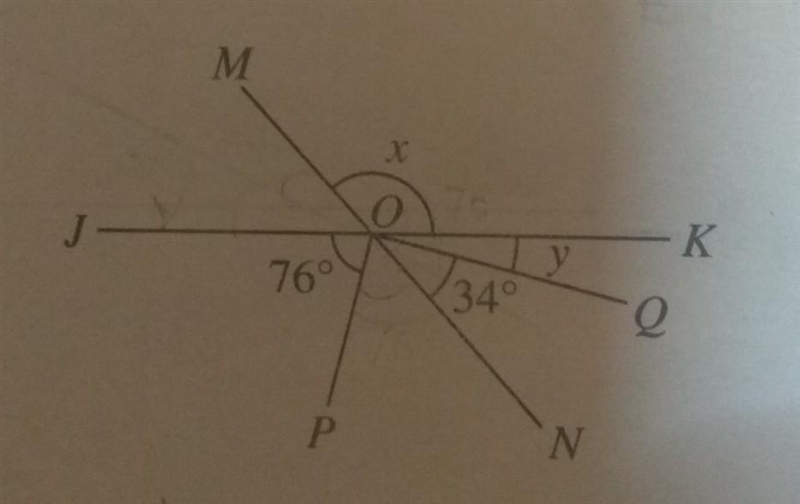 In the diagram, JOK and MON are straight lines. Angle NOP and Angle NOQ are complimentary-example-1