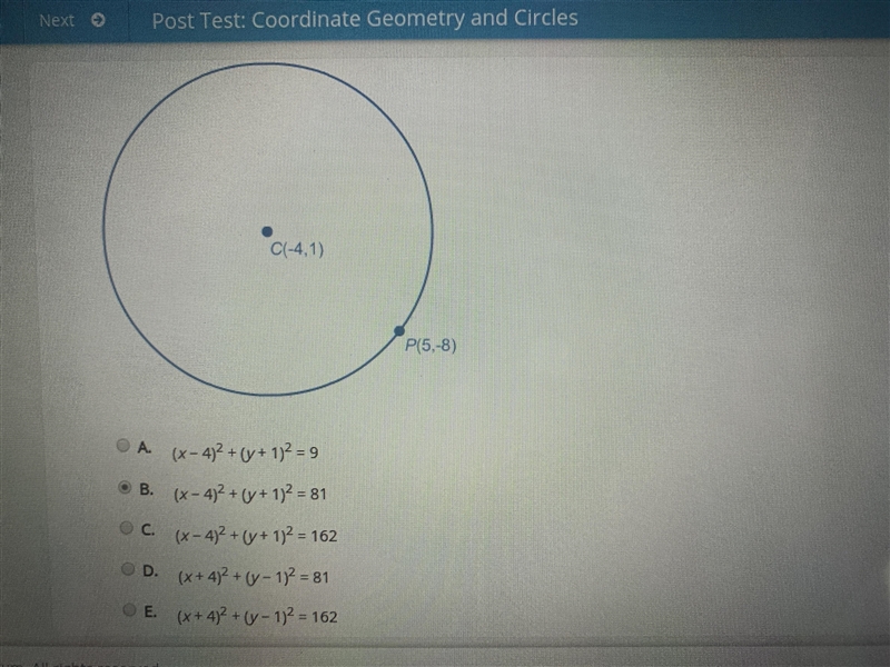 Which equation represents circle C?-example-1