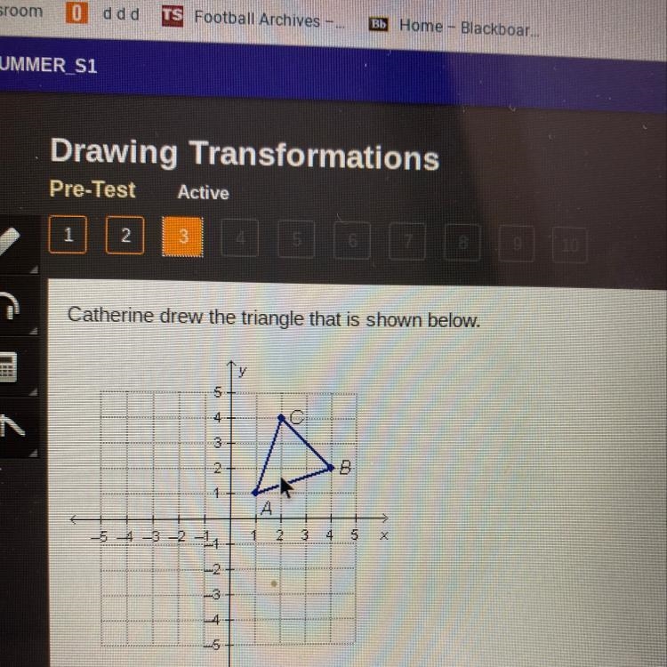 Catherine reflected the triangle across the x axis. What is the new triangle?-example-1