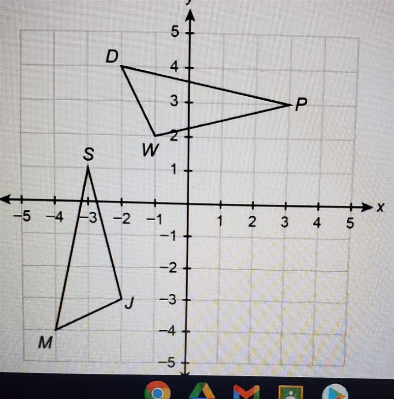 Use rigid motions to explain whether the triangles in the figure are congruent. Be-example-1