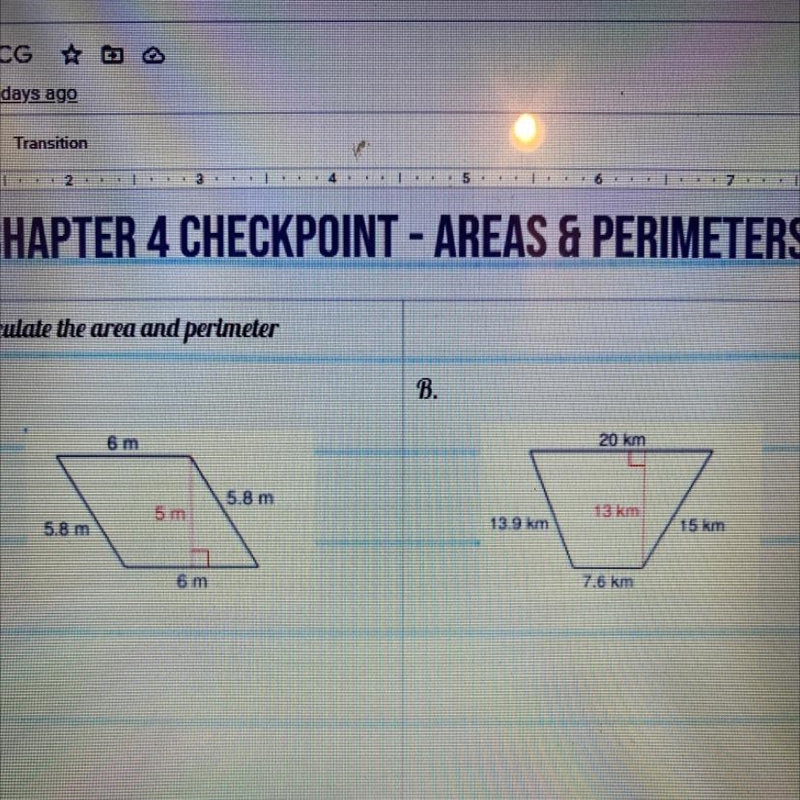 Calculate the area and perimeter plz help-example-1