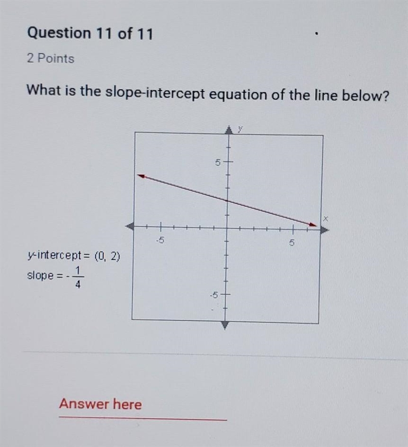 What is the slope-intercept equation of the line below? ​-example-1