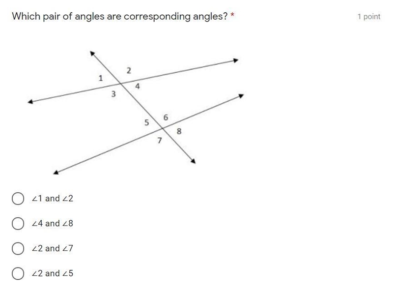 Which pair of angles are corresponding angles?-example-1