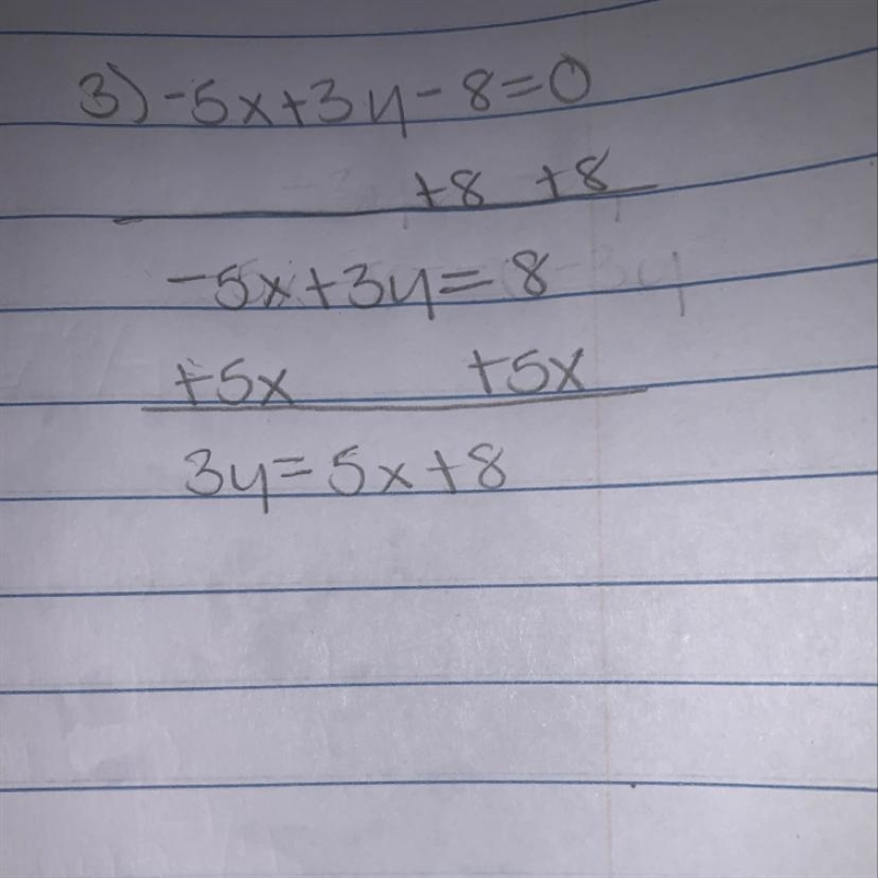 3y = 5x+8 Simplify it in y = mx + b Form-example-1