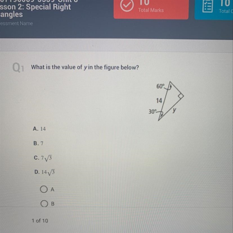 What is the value of y in the figure below? (Picture provided)-example-1