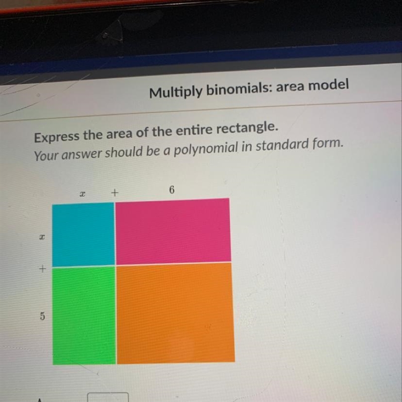 Express the area of the entire rectangle-example-1