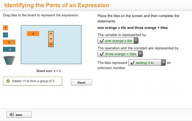 Drag Tiles to the board to represent the expression. Place the tiles on the screen-example-1