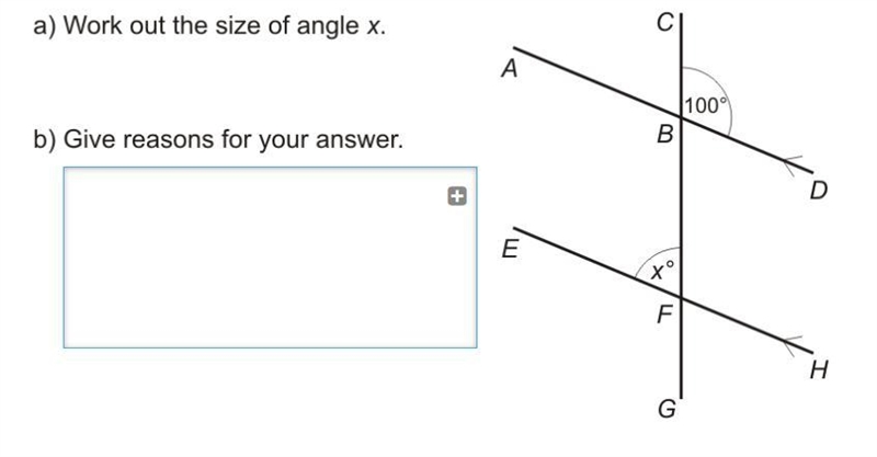 Work out the size of angle x give reasons for your answer-example-1