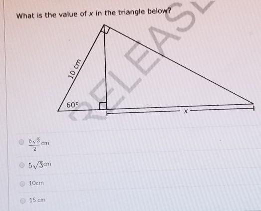 What is the value of x in the triangle below ​-example-1