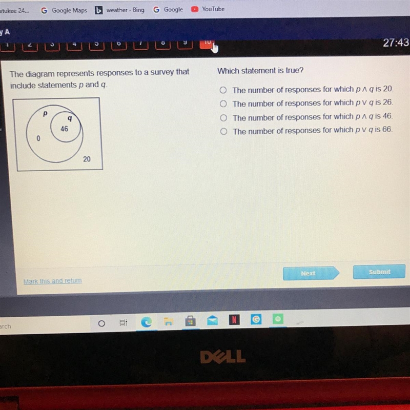 HELP Which statement is true? The diagram represents responses to a survey that include-example-1