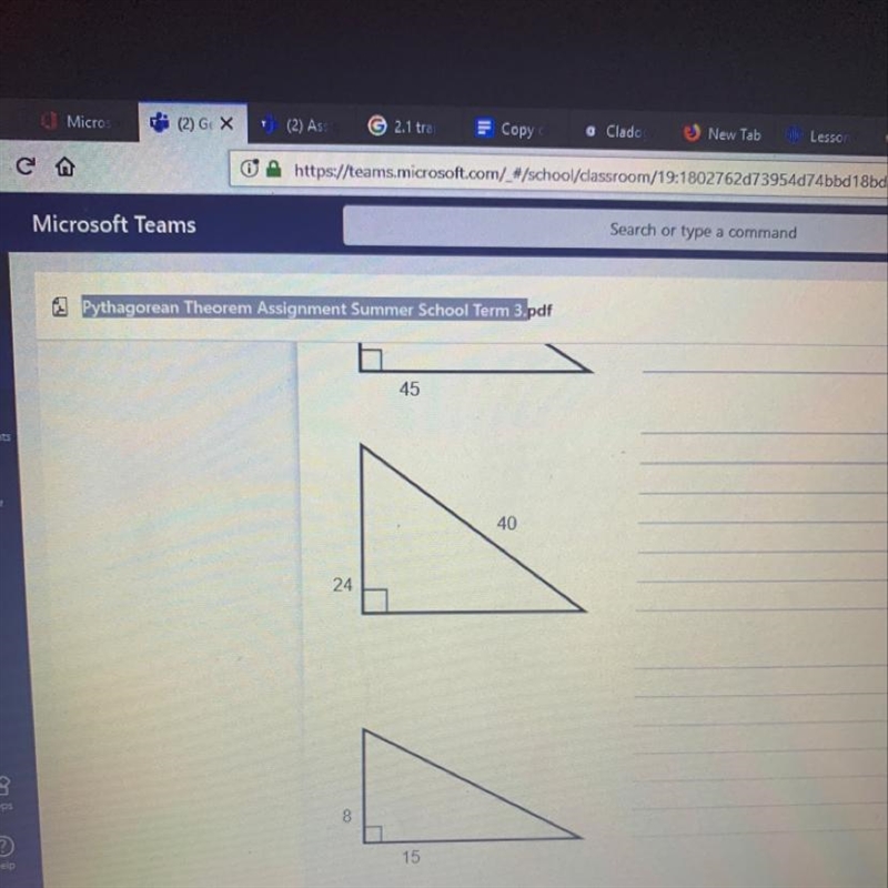 Find the length of the third side of each triangle-example-1