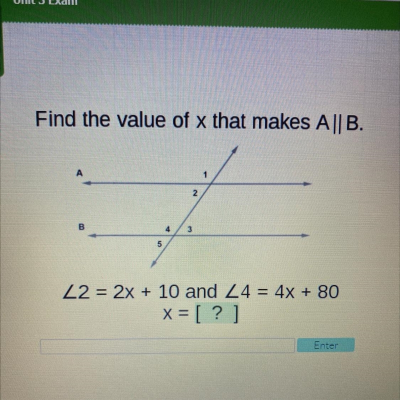 Find the value of x that makes A || B.-example-1