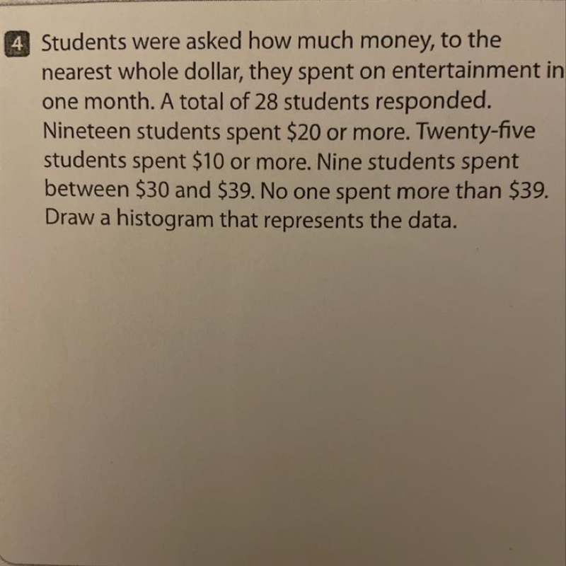 Students were asked how much money, to the nearest whole dollar, they spent on entertainment-example-1