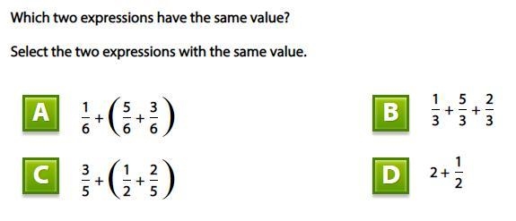 Which two expressions have the same value?-example-1