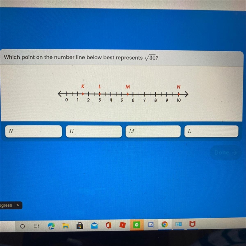 Help please! which point on the number line below bests represents this?-example-1