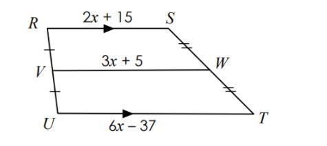 Please Help! The following is an isosceles trapezoid, find RS-example-1