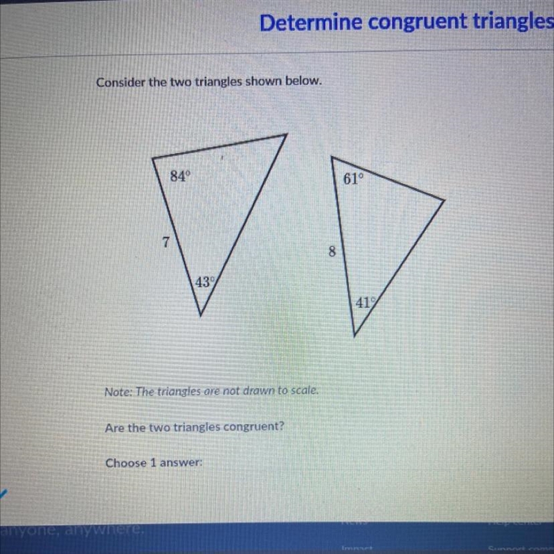 Are these two triangles congruent? Yes No Not enough information?-example-1