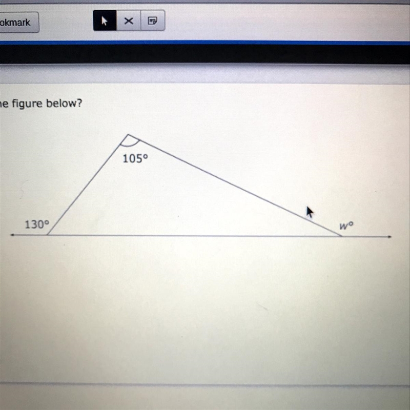 What is the measure of W in the figure-example-1