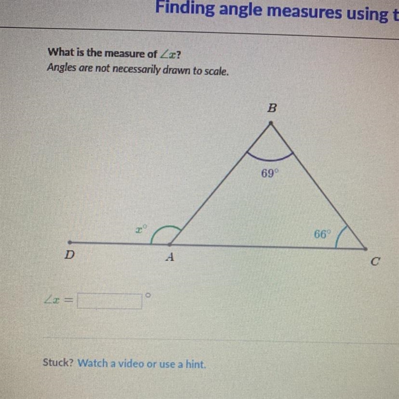 What is the measure of angle x?-example-1