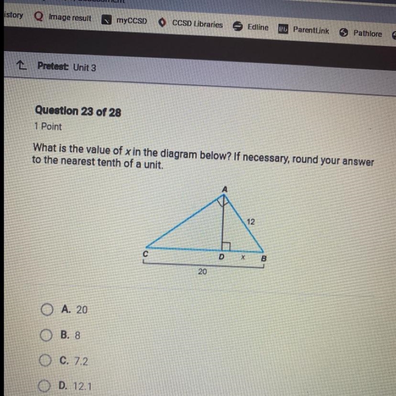 What is the value of x in the diagram below? If necessary, round your answer to the-example-1