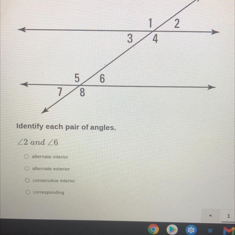 Identify each pair of angles 2 and 6-example-1