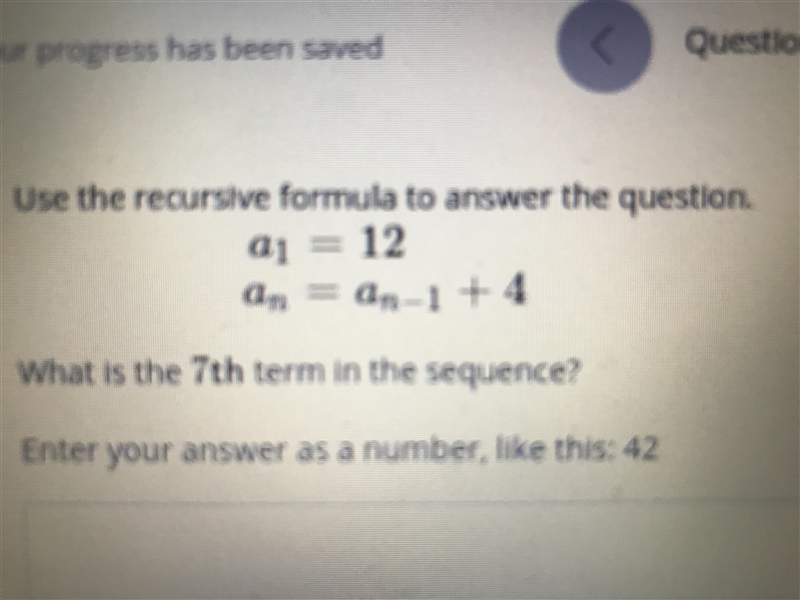 Use the recursive formula to answer the question. What’s the 7th term in the sequence-example-1