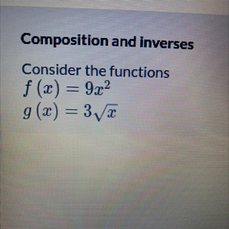 Composition and inverse Consider the functions-example-1