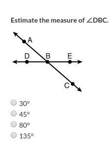 Estimate the measure of ∠DBC. Could someone please help me with this?-example-1