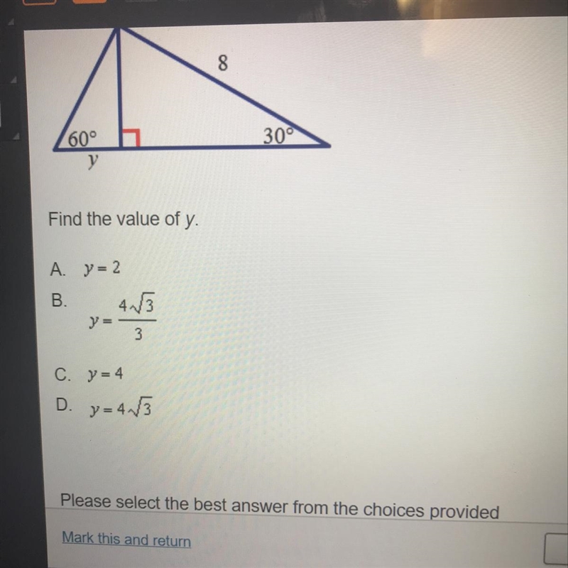 Analyze the diagram find the value of y-example-1