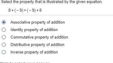 Select the property that is illustrated by the given equation.-example-1