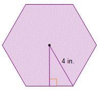 A regular hexagon has a radius of 4 inches. What is the approximate area of the hexagon-example-1