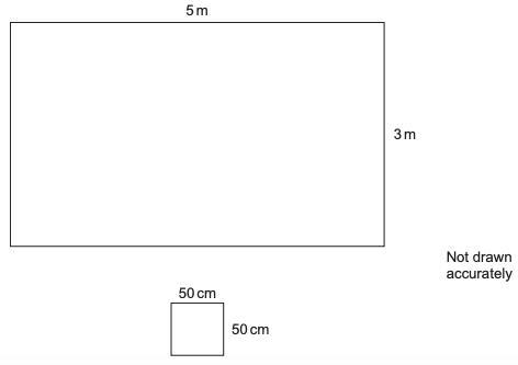 This rectangular patio is tiled using 50 cm by 50 cm square tiles. How many tiles-example-1