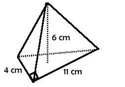 Find the volume of the pyramid. a. 22 cm³ b. 264 cm³ c. 132 cm³ d. 44 cm³-example-1